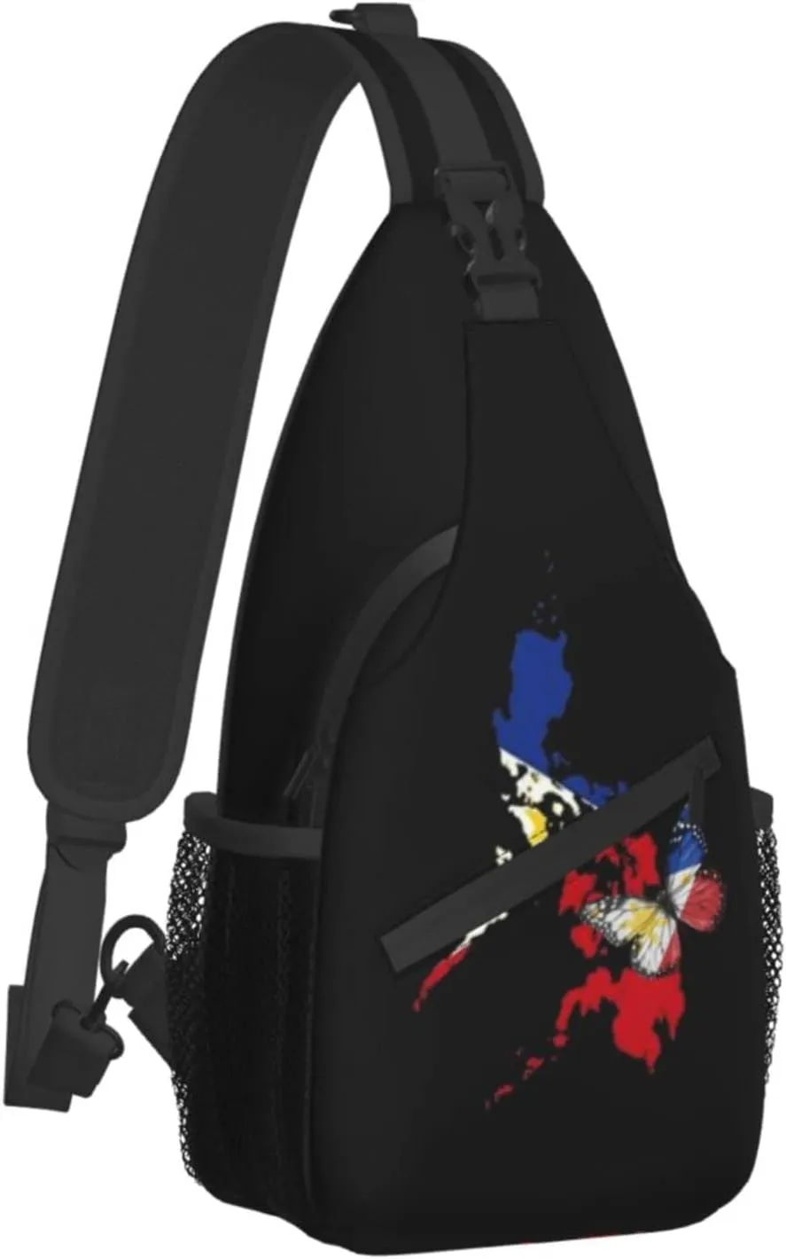 ASYG Philippine Sling Bag Philippine Flag Crossbody Chest Daypack Casual Backpack Filipino Shoulder Bag For Travel Picnic