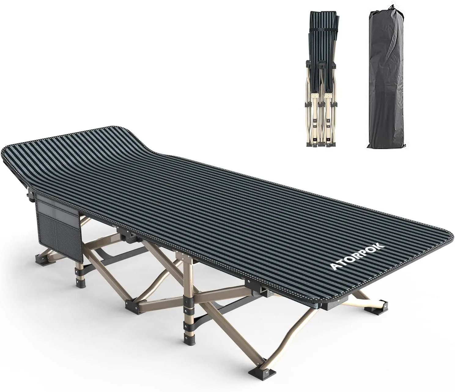 ATORPOK Camping Cot for Adults Comfortable, Tent Folding Cot for Sleeping, Lightweight Folding Bed with Carry Bag for Kids Supports 450 lbs, Office Na