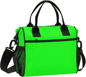 ATTX Neon Green Solid Color Print Insulated Lunch Bag, Portable Large Lunch Box Cooler Bag with Detachable Shoulder Strap for Women Mens Work Beach Picnic#122
