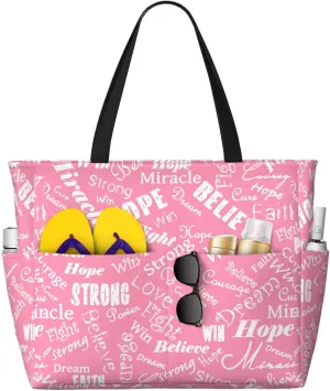 Augenstern Large Capacity Beach Travel Bag Breast-Cancer-Awareness Foldable Weekender Bag Women Oversize Tote Bag
