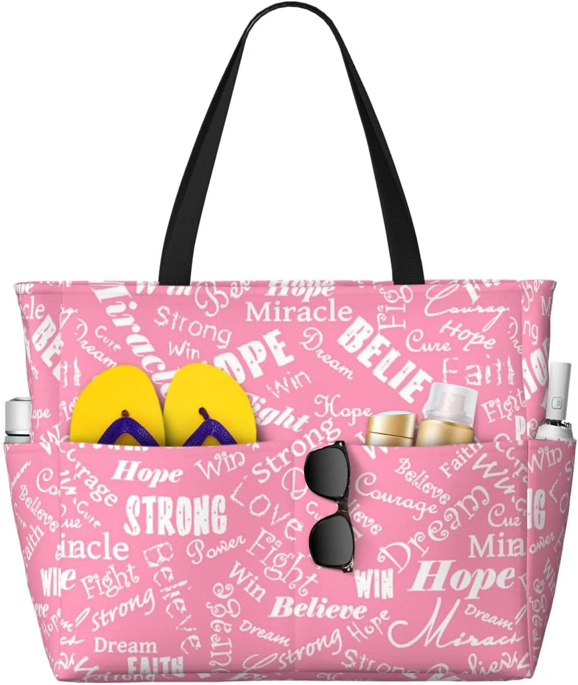 Augenstern Large Capacity Beach Travel Bag Breast-Cancer-Awareness Foldable Weekender Bag Women Oversize Tote Bag
