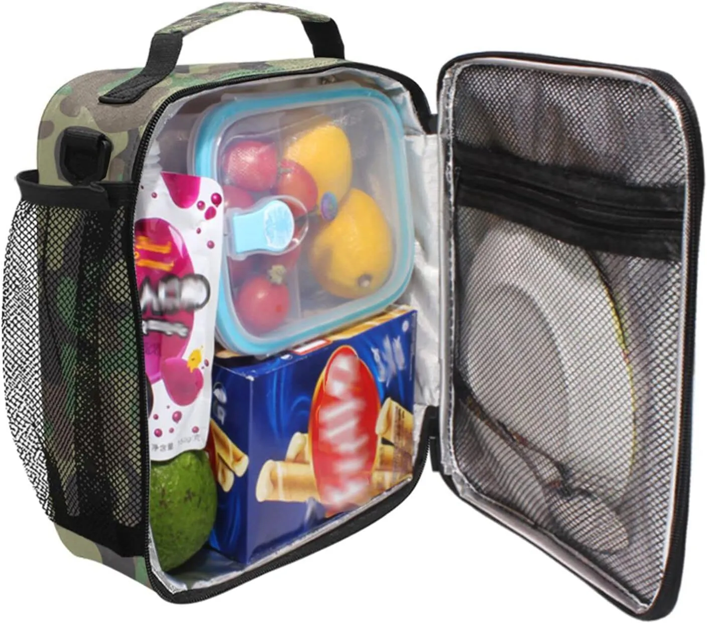 AUUXVA Camo Lunch Bag for Women Men | Camouflage Honeybee Leakproof School Lunch Box for Kids Boys, Girls | Thermal Cooler Bag with Shoulder Strap | Insulated Lunch Tote for Work Office Picnic