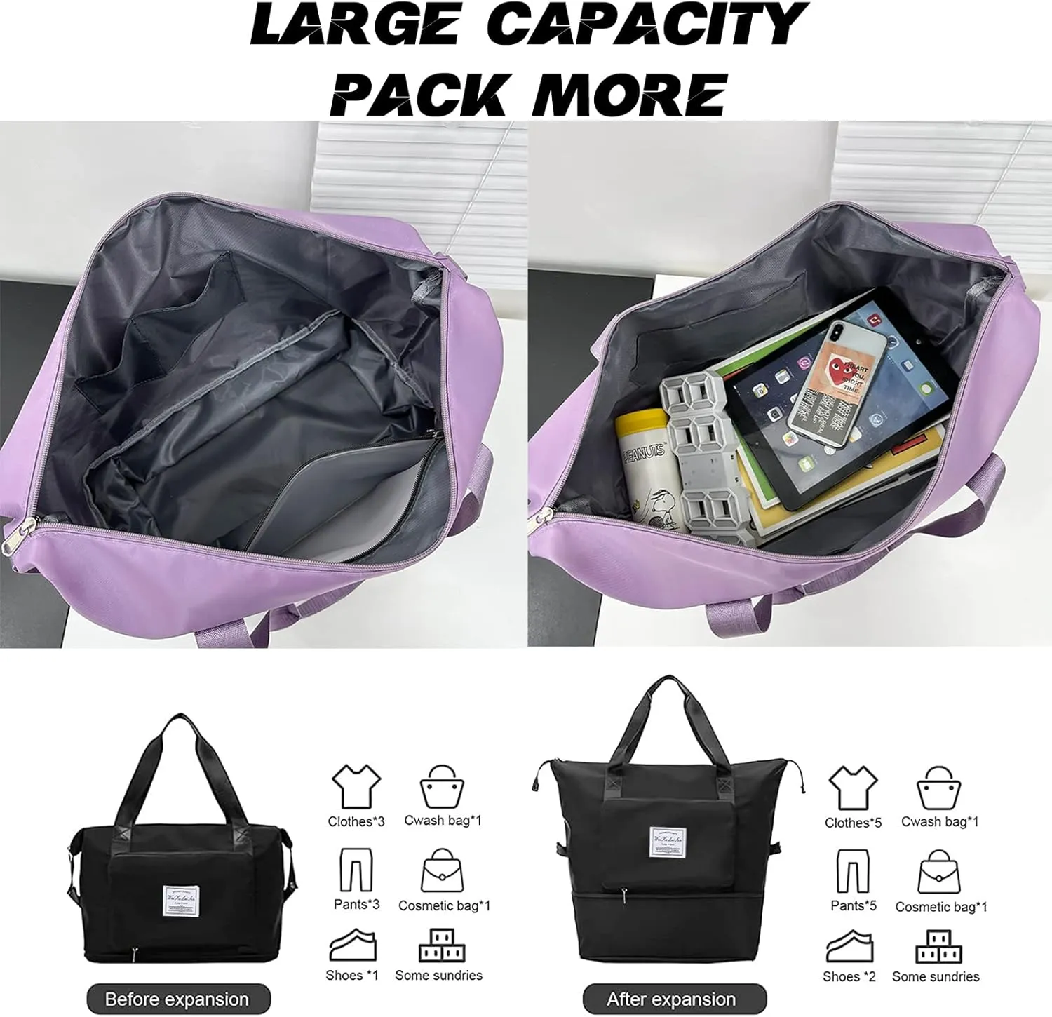 AYWVRBST King Large Capacity Folding Travel Bag,Gift,Dry and Wet Separation Multifunctional Sports Shoulder Bag, Foldable