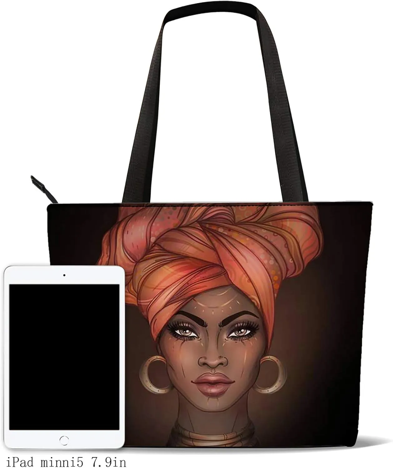 AZPSRT Tote Bag for Women African American Shoulder Handbag Large Capacity Work Fit 15.4 Inch/17.7inch