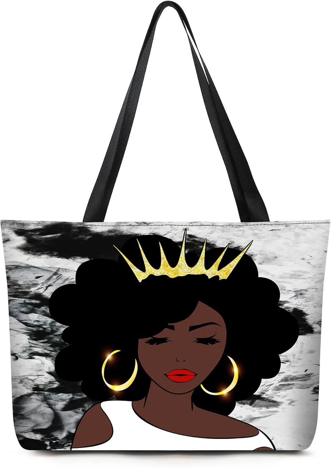 AZPSRT Tote Bag for Women African American Shoulder Handbag Large Capacity Work Fit 15.4 Inch/17.7inch