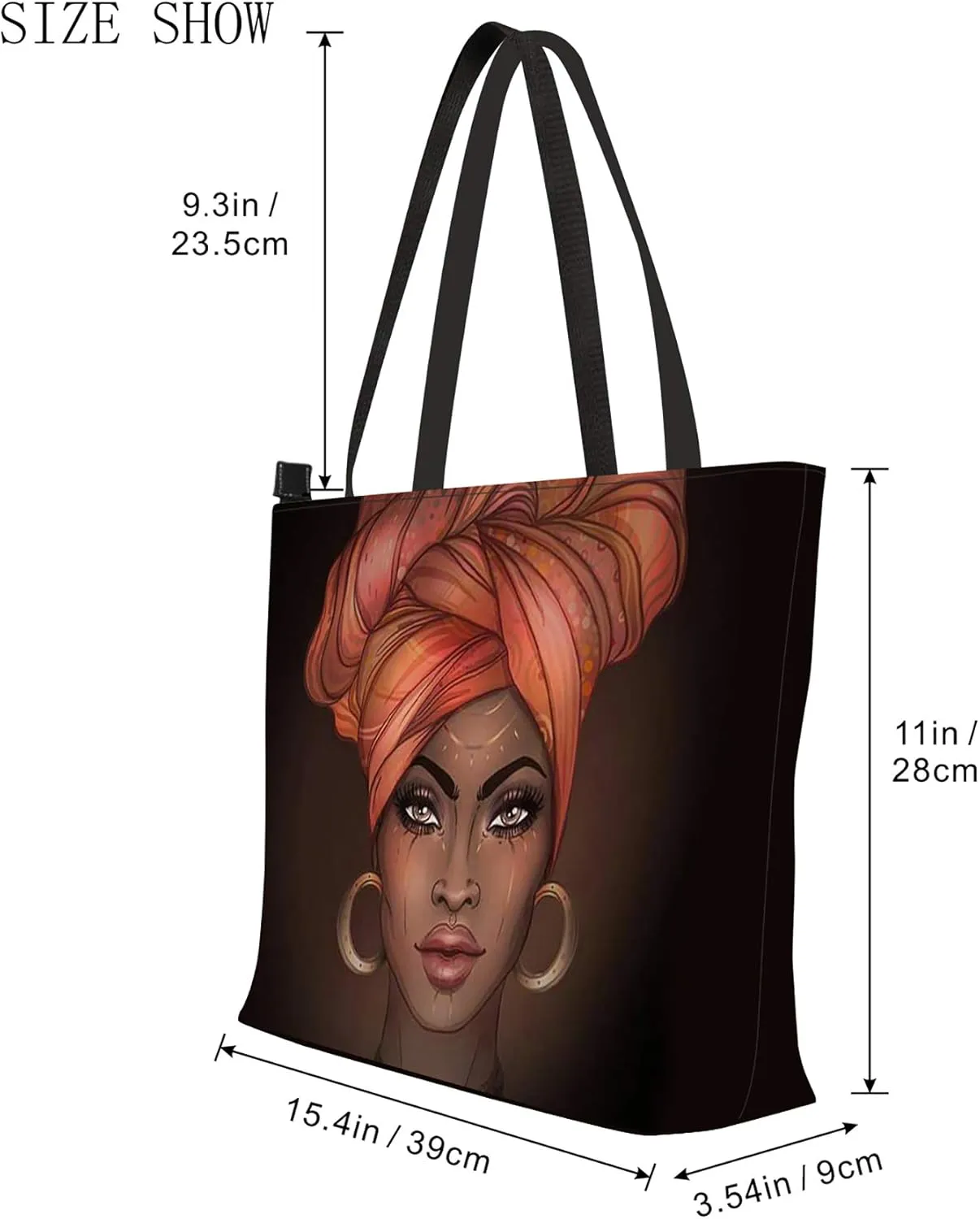 AZPSRT Tote Bag for Women African American Shoulder Handbag Large Capacity Work Fit 15.4 Inch/17.7inch