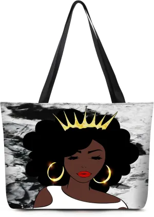 AZPSRT Tote Bag for Women African American Shoulder Handbag Large Capacity Work Fit 15.4 Inch/17.7inch