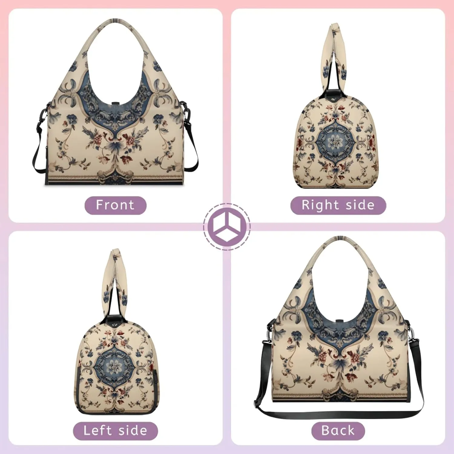 Aztec Flower Texture Gym Bag Yoga Mat Tote for Women with Shoes Compartment Lightweight Duffle Travel Carrier Wet Dry Storage Pockets Adjustable Pilates Mats Shoulder Bags for Sport Swim
