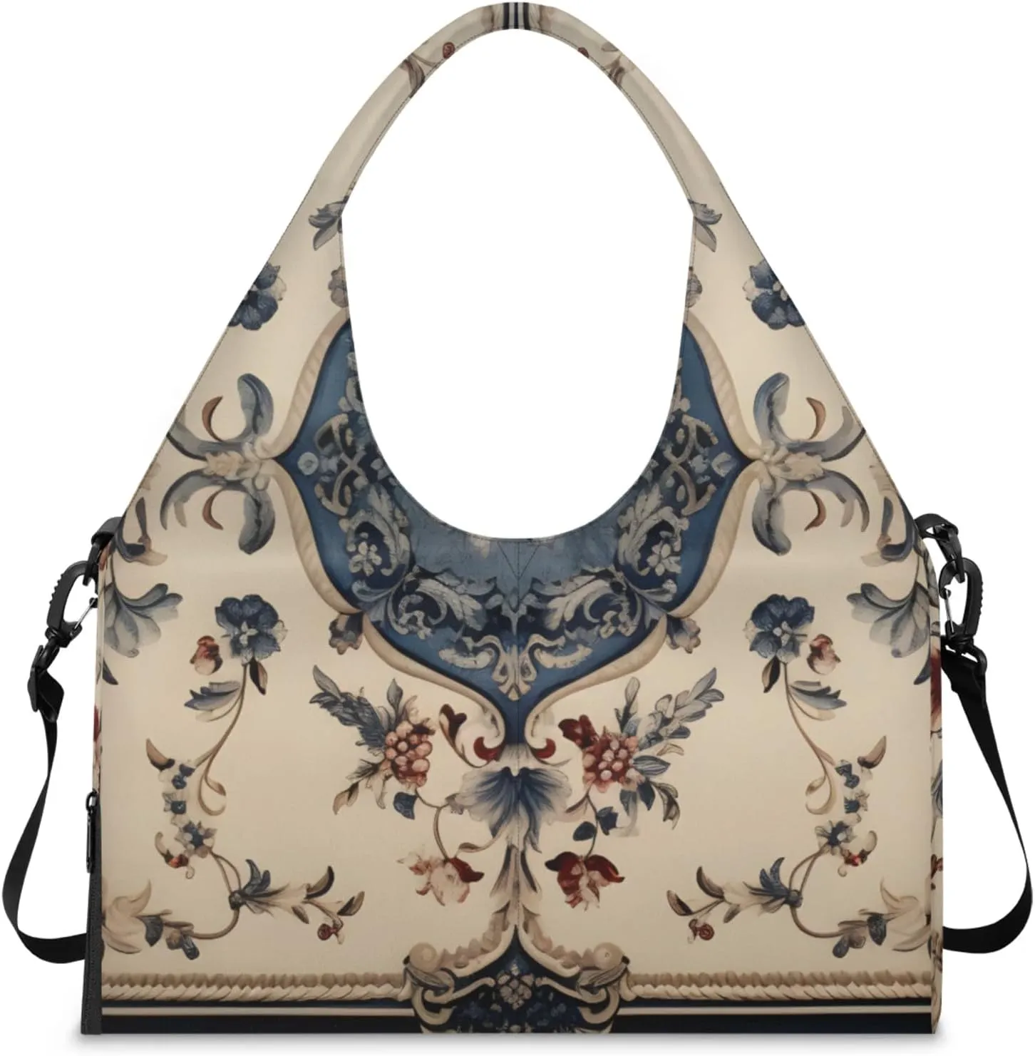 Aztec Flower Texture Gym Bag Yoga Mat Tote for Women with Shoes Compartment Lightweight Duffle Travel Carrier Wet Dry Storage Pockets Adjustable Pilates Mats Shoulder Bags for Sport Swim