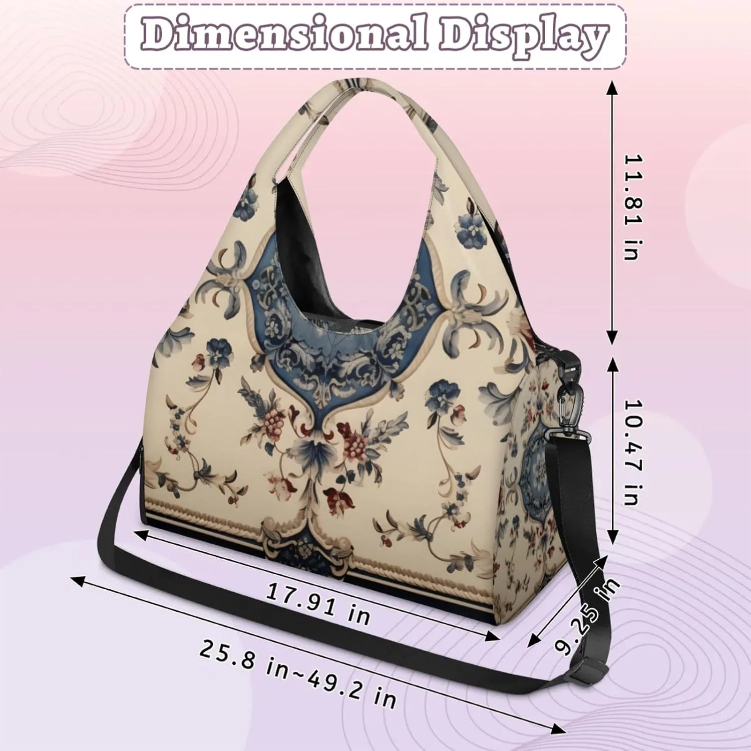 Aztec Flower Texture Gym Bag Yoga Mat Tote for Women with Shoes Compartment Lightweight Duffle Travel Carrier Wet Dry Storage Pockets Adjustable Pilates Mats Shoulder Bags for Sport Swim