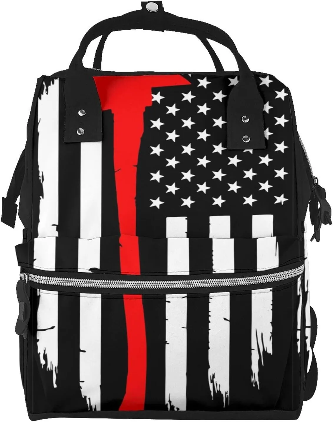 Baby Diaper Backpack,Multi-Function Travel Backpack Nappy Bags,Nursing Bag, Fashion Mummy,Roomy Waterproof For Baby Care(Firefighters Usa Flag)