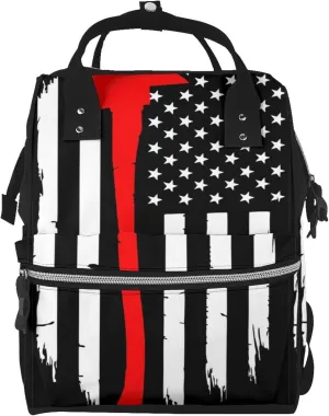 Baby Diaper Backpack,Multi-Function Travel Backpack Nappy Bags,Nursing Bag, Fashion Mummy,Roomy Waterproof For Baby Care(Firefighters Usa Flag)
