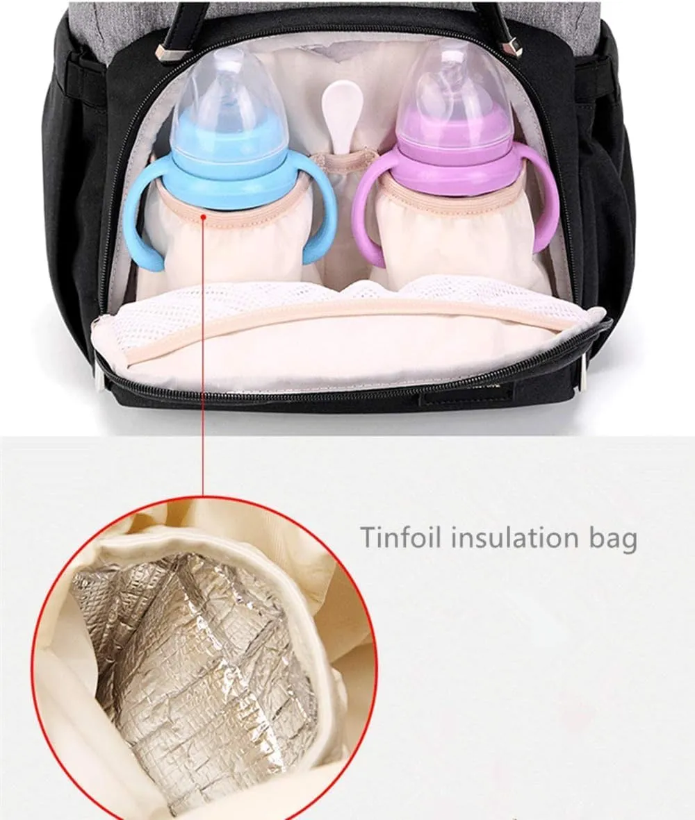 Baby Diaper Bag Backpack, Nappy Changing Bag for Dad Mom Travel Pack With USB Charging Port