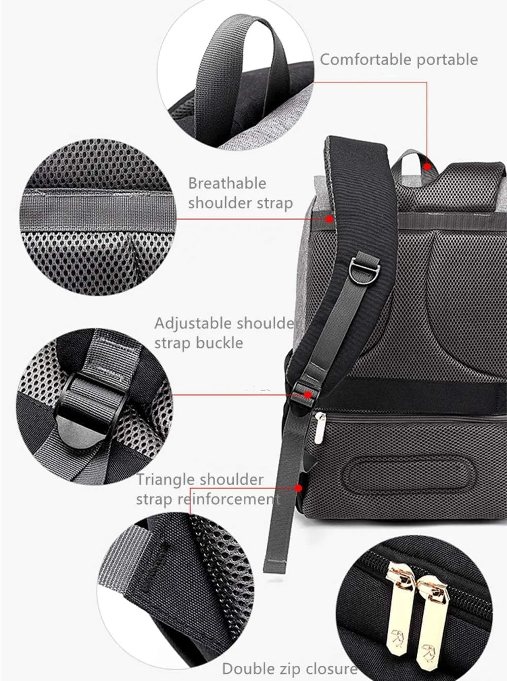 Baby Diaper Bag Backpack, Nappy Changing Bag for Dad Mom Travel Pack With USB Charging Port