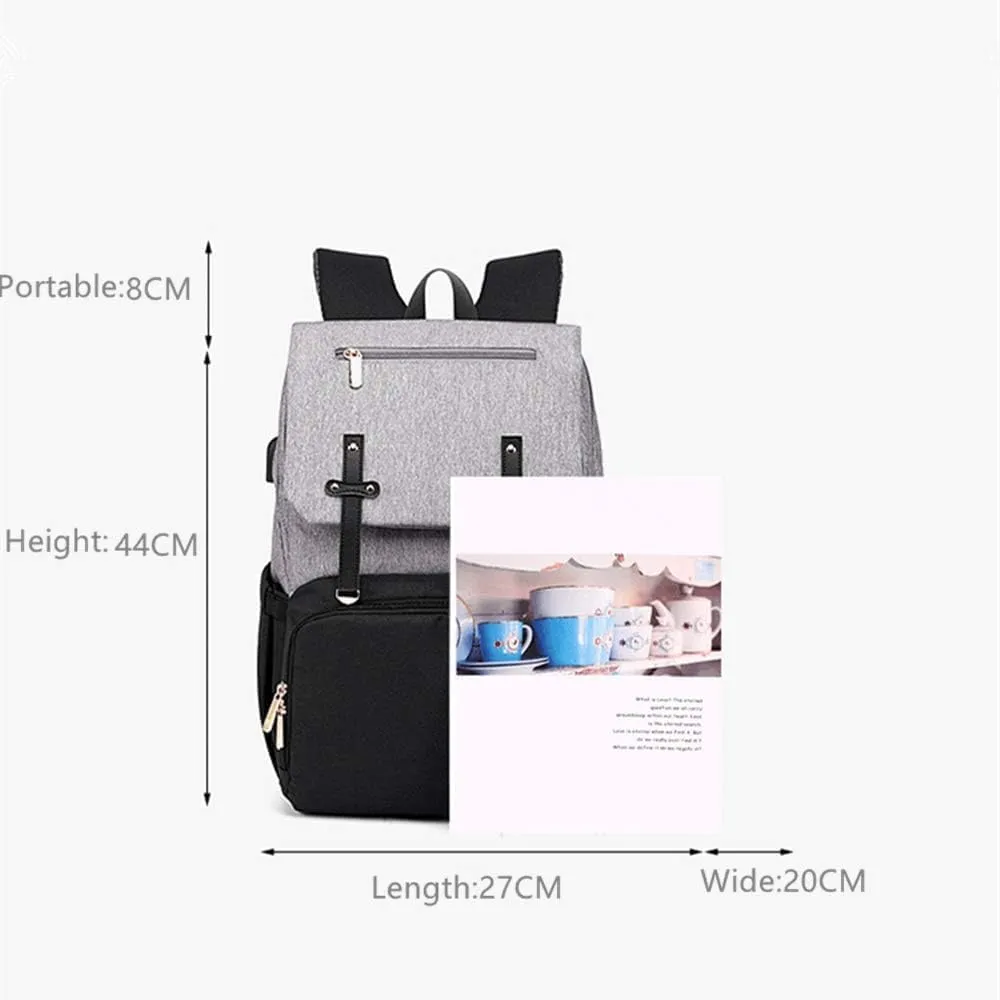 Baby Diaper Bag Backpack, Nappy Changing Bag for Dad Mom Travel Pack With USB Charging Port