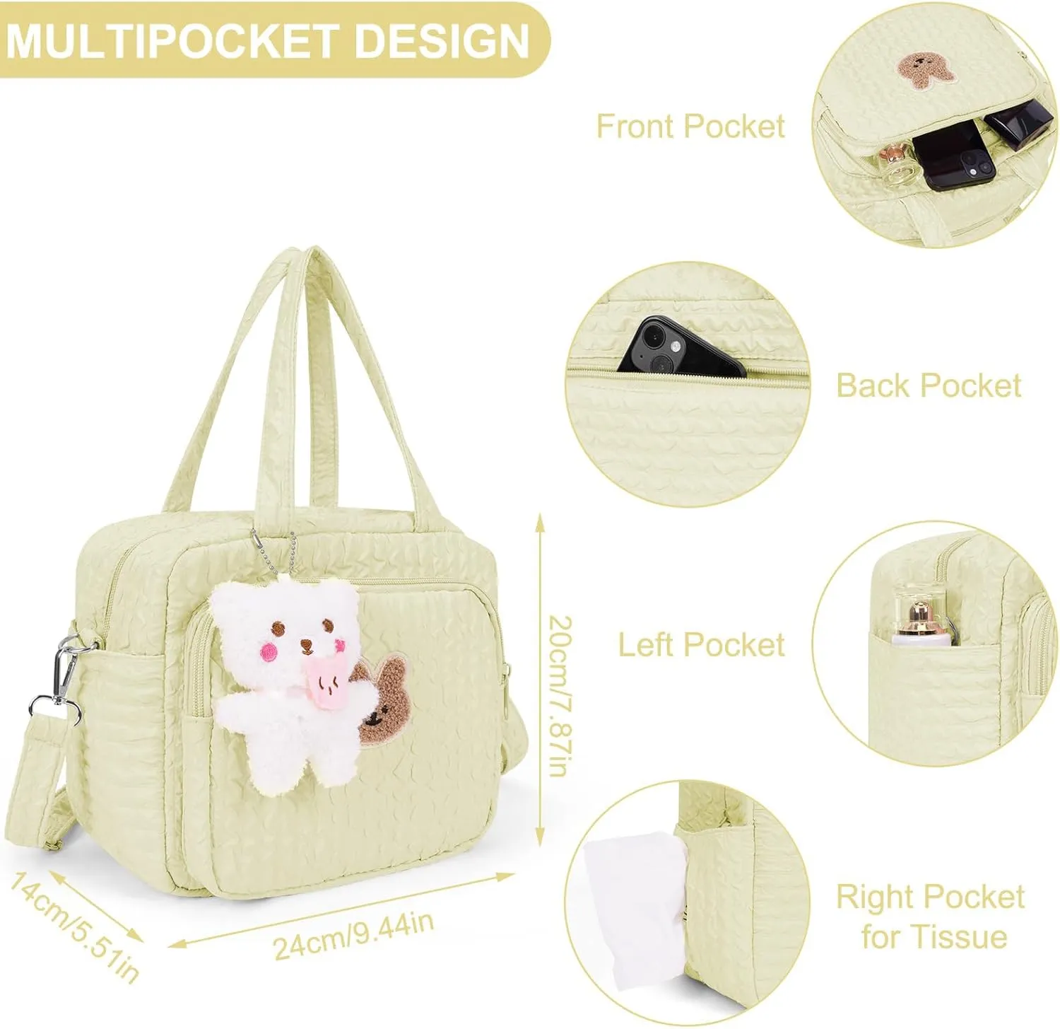 Baby Diaper Bag Tote Crossbody Diaper Cute Large Baby Nappy Mommy Maternity Travel Portable Baby Storage Bag for Mom