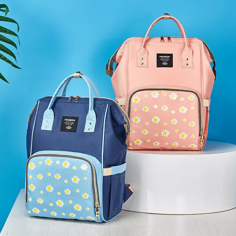 Baby Diaper Bag (Waterproof) Flower Blue & Pink - Sunshine