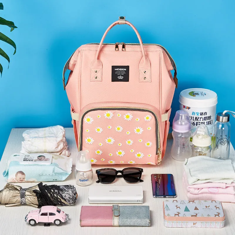 Baby Diaper Bag (Waterproof) Flower Blue & Pink - Sunshine