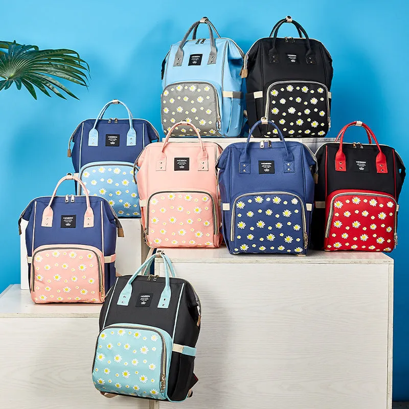 Baby Diaper Bag (Waterproof) Flower Blue & Pink - Sunshine
