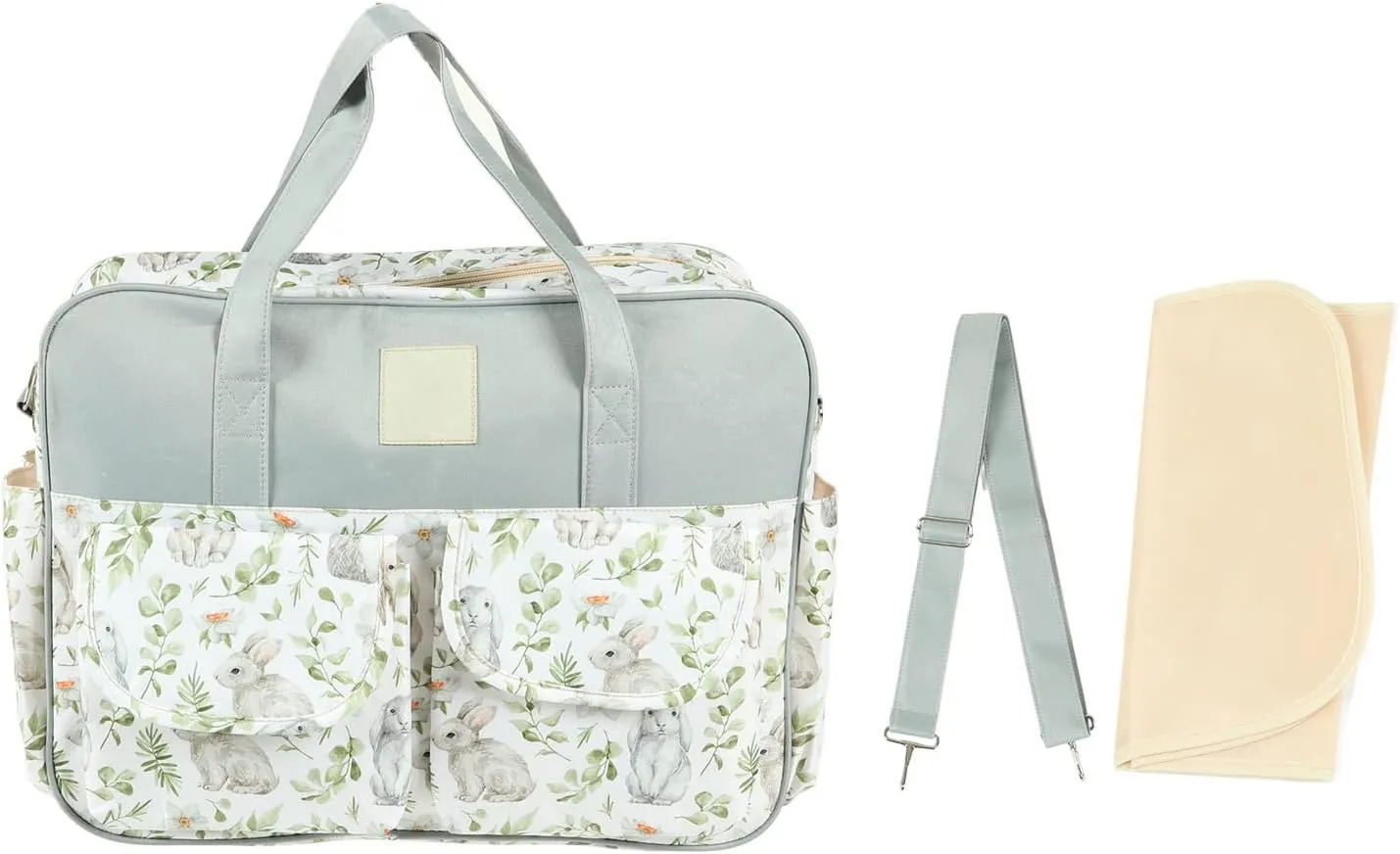 Baby Diaper Messenger Bag,Portable Shoulder Messenger Bag Large Capacity Mommy Diaper Bag for Pregnant Woman (Bunny)