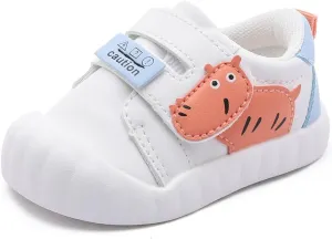 Baby Toddler Shoes with Cartoon Patterns - Soft Leather Upper & Non-Slip Rubber Sole Unisex Walking Shoes for 6-24 Months