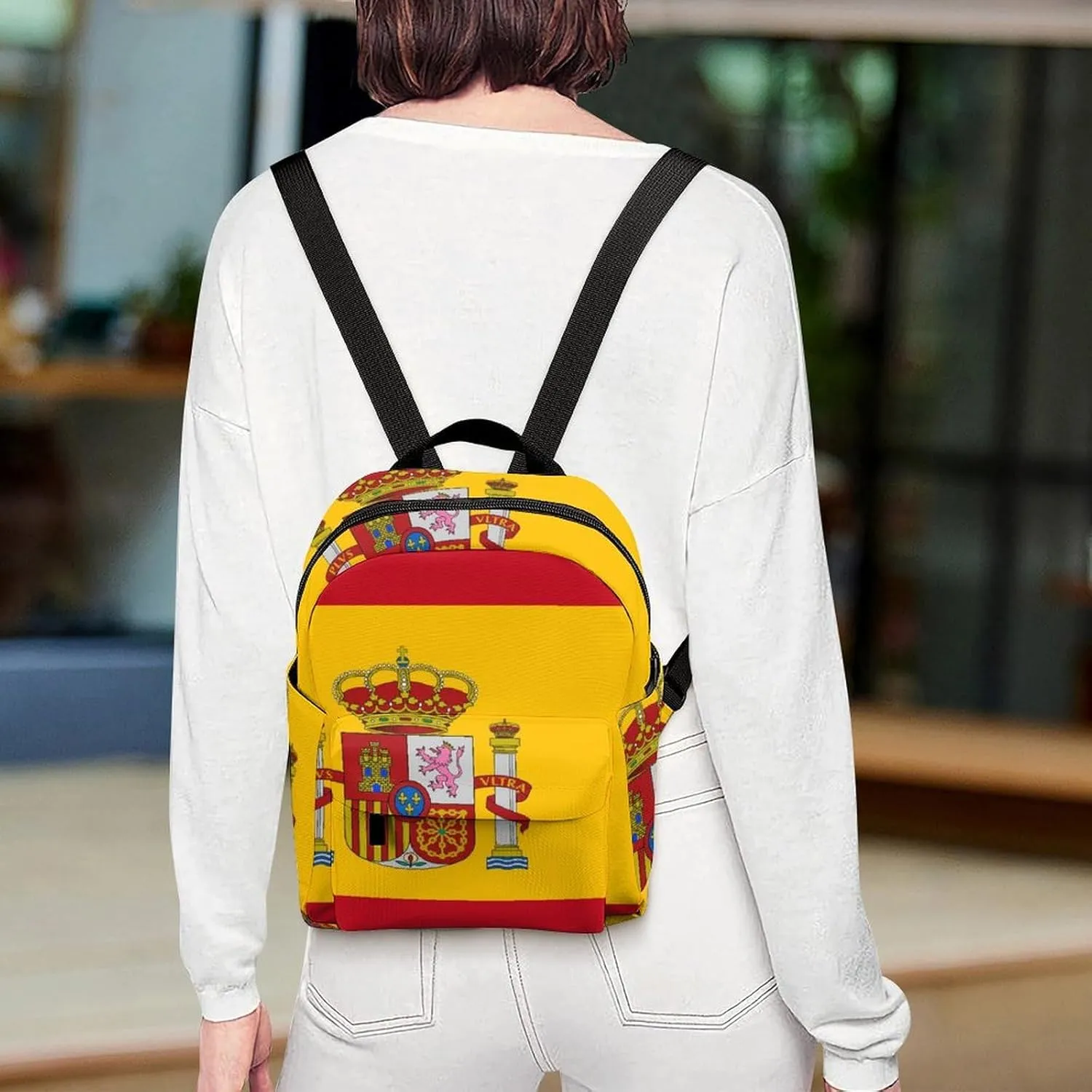 Backpack Purse for Women Rucksack for Ladies Spain Flag Shoulder Bag