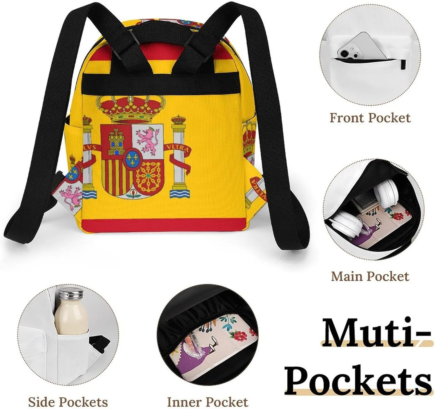 Backpack Purse for Women Rucksack for Ladies Spain Flag Shoulder Bag