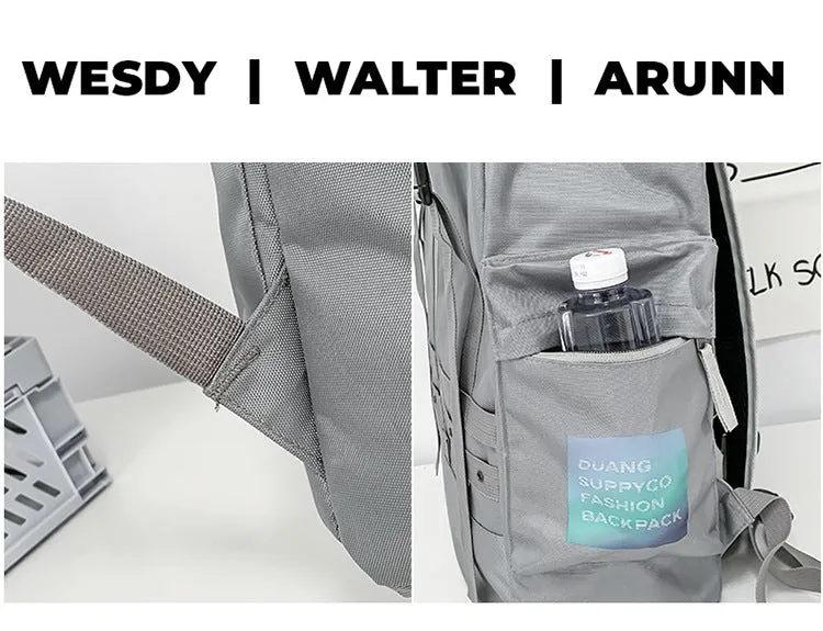 Backpack Students Hiking, Style - Trendy Everyday Black & Bundle deal for Reliable delivery Street Use Capacity Large