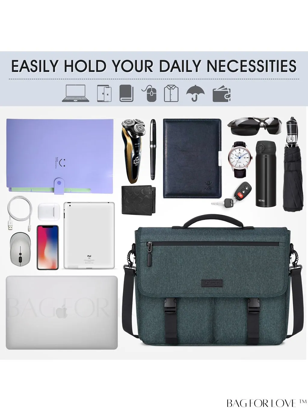 BagForLove - 15.6 Inch Waterproof Laptop Messenger Bag: Stylish, Lightweight, and Functional for Business and Travel