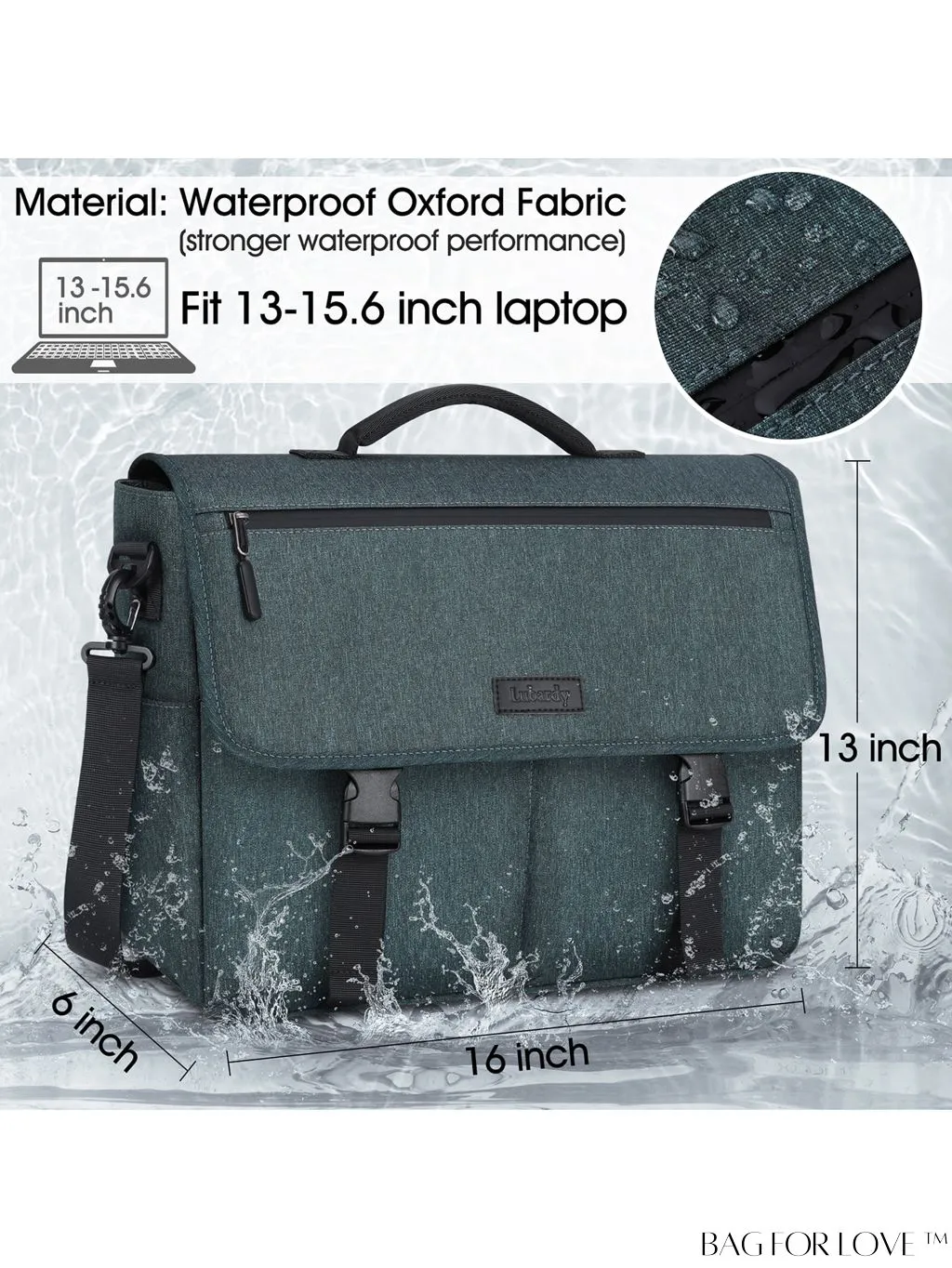 BagForLove - 15.6 Inch Waterproof Laptop Messenger Bag: Stylish, Lightweight, and Functional for Business and Travel