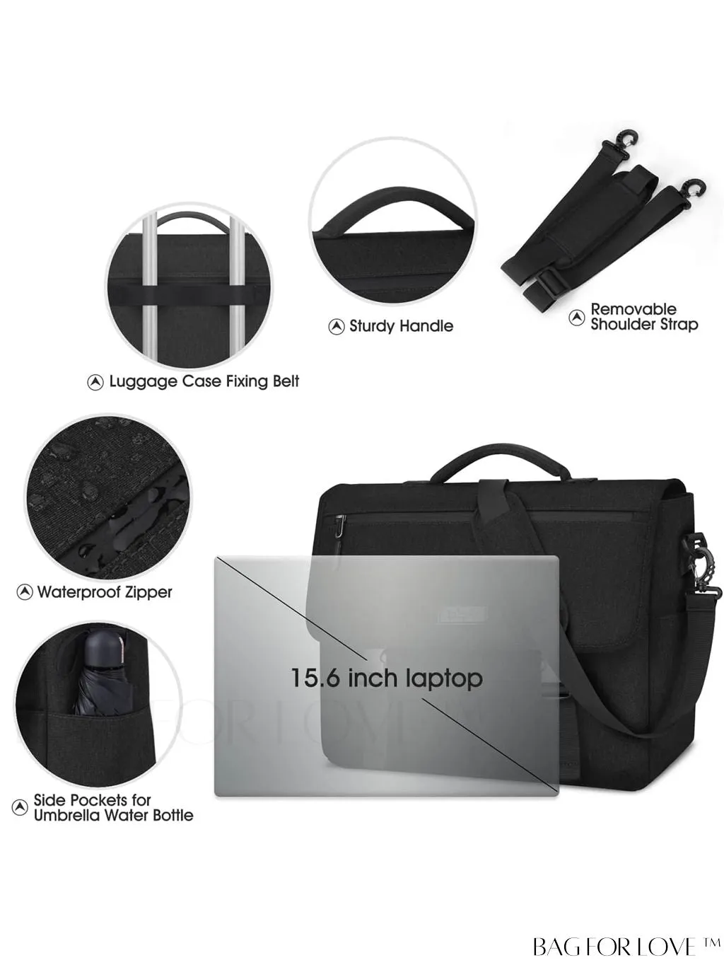 BagForLove - 15.6 Inch Waterproof Laptop Messenger Bag: Stylish, Lightweight, and Functional for Business and Travel