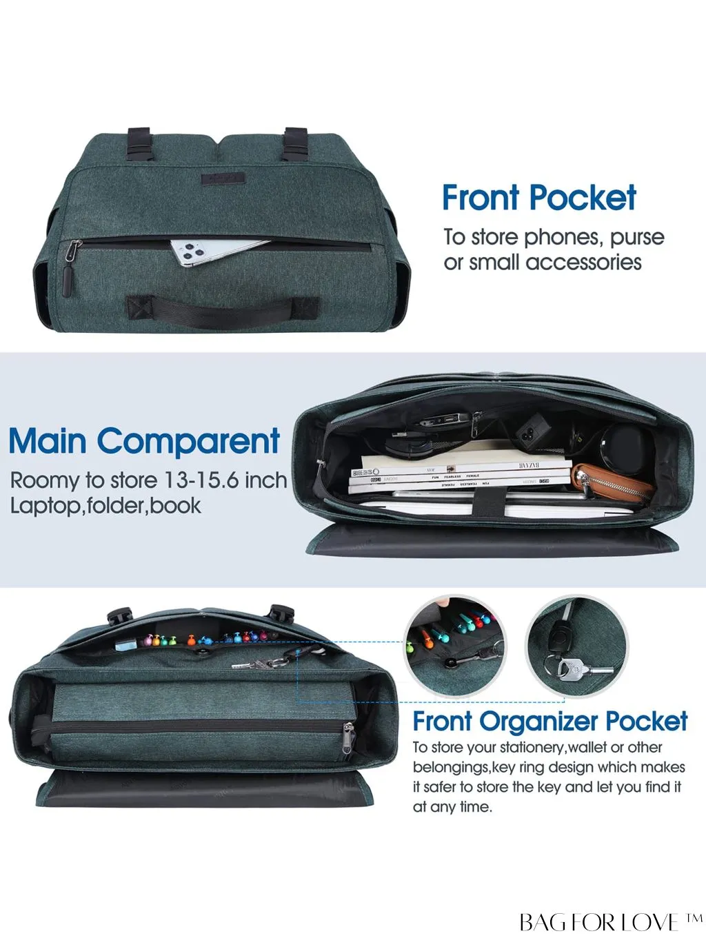 BagForLove - 15.6 Inch Waterproof Laptop Messenger Bag: Stylish, Lightweight, and Functional for Business and Travel