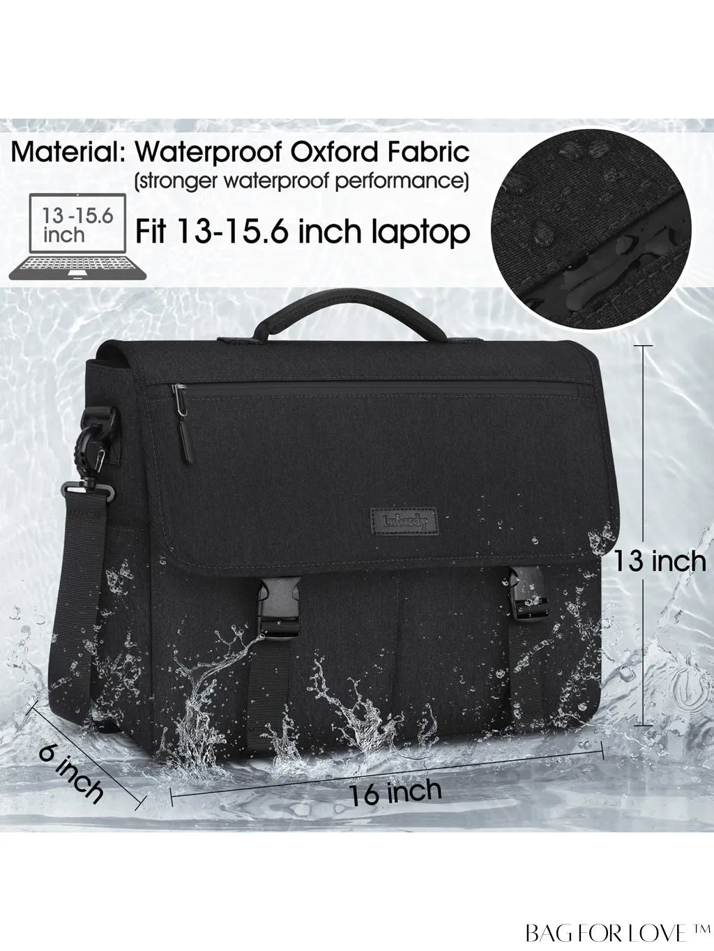BagForLove - 15.6 Inch Waterproof Laptop Messenger Bag: Stylish, Lightweight, and Functional for Business and Travel