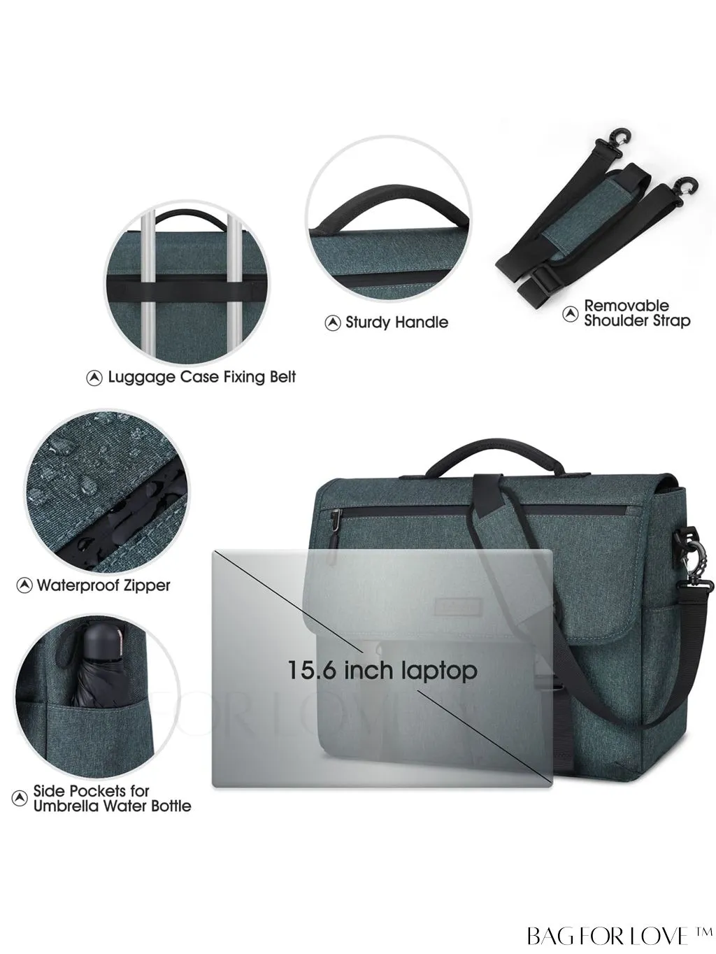 BagForLove - 15.6 Inch Waterproof Laptop Messenger Bag: Stylish, Lightweight, and Functional for Business and Travel