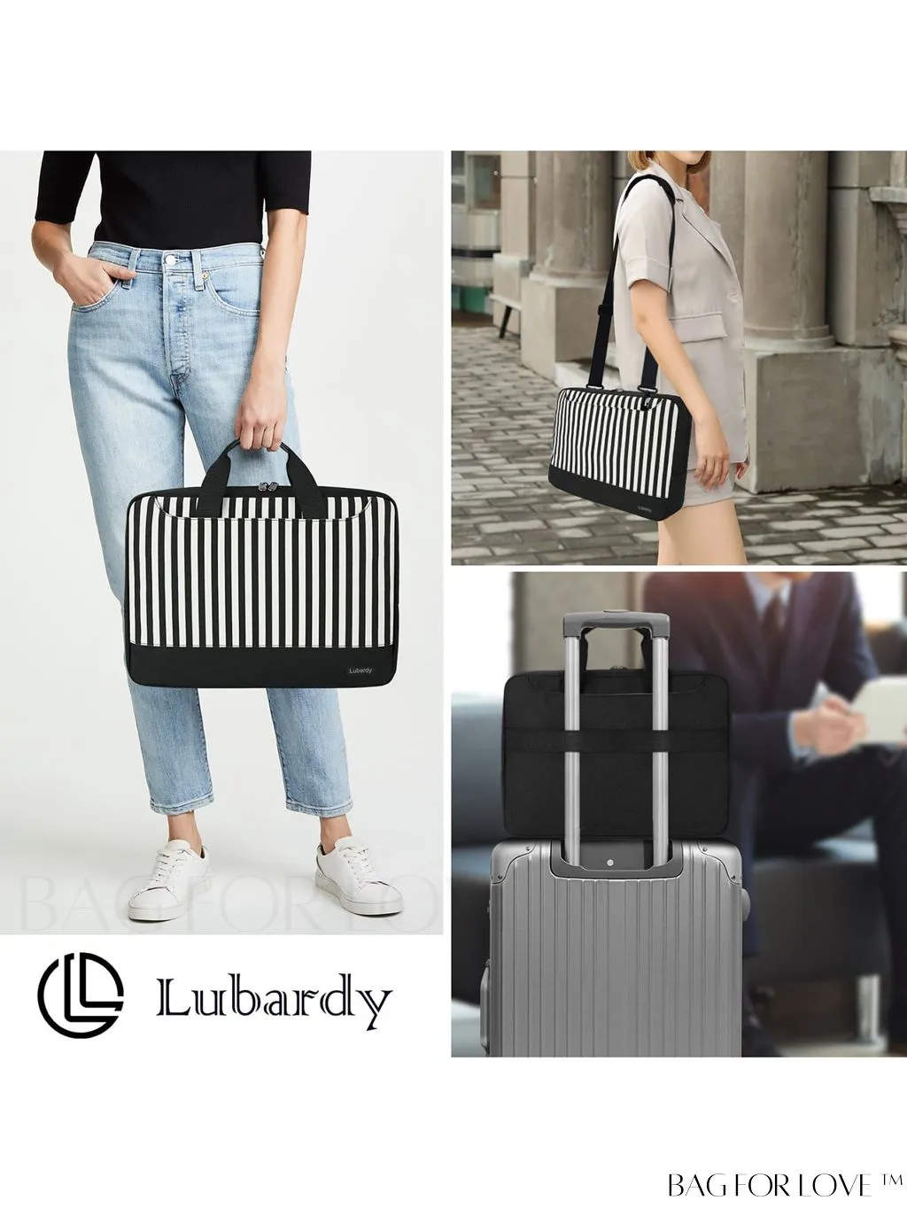 BagForLove - 15.6 Laptop Bag with Cable Organizer, Waterproof Sleeve, and Shoulder Strap - Professional Briefcase