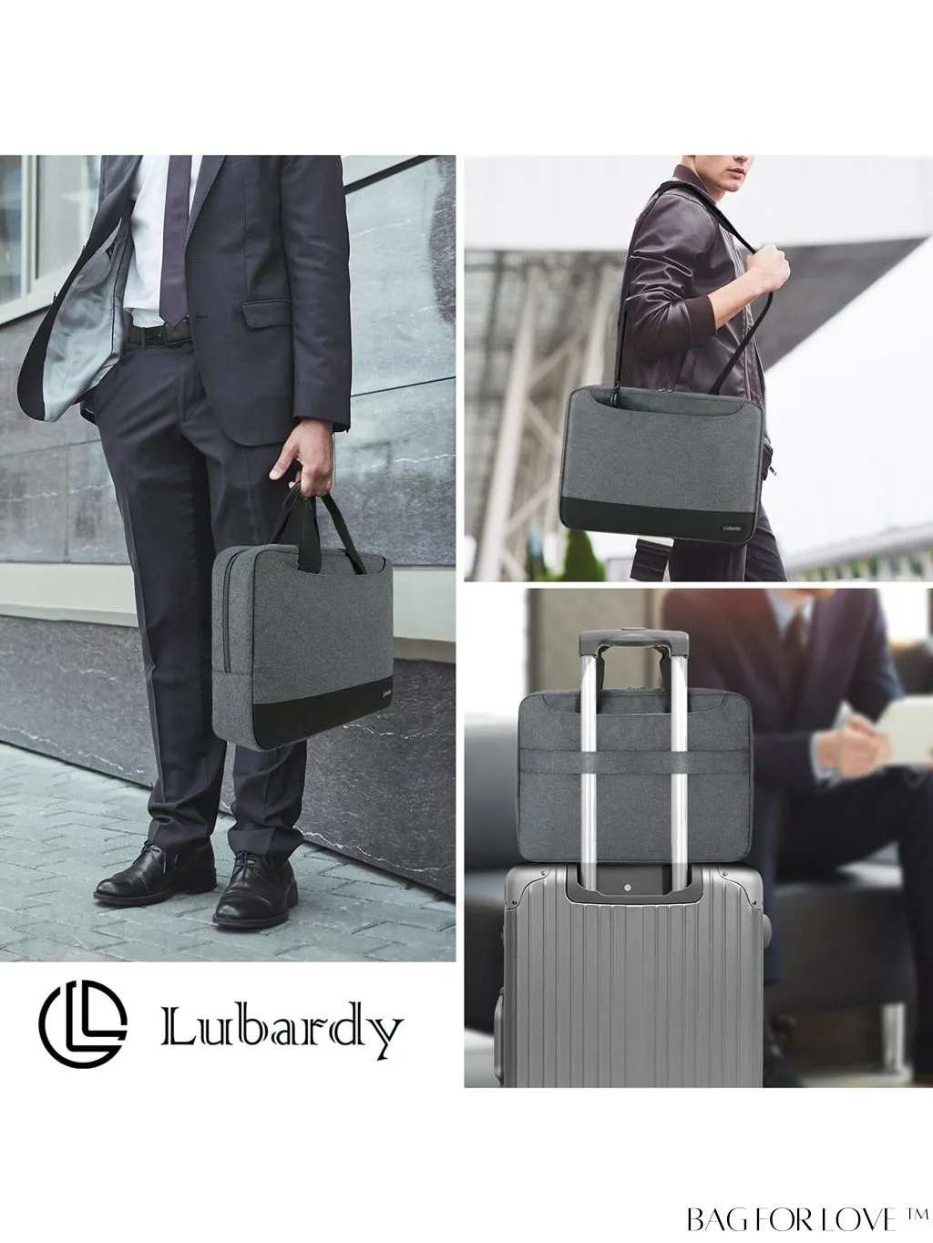 BagForLove - 15.6 Laptop Bag with Cable Organizer, Waterproof Sleeve, and Shoulder Strap - Professional Briefcase