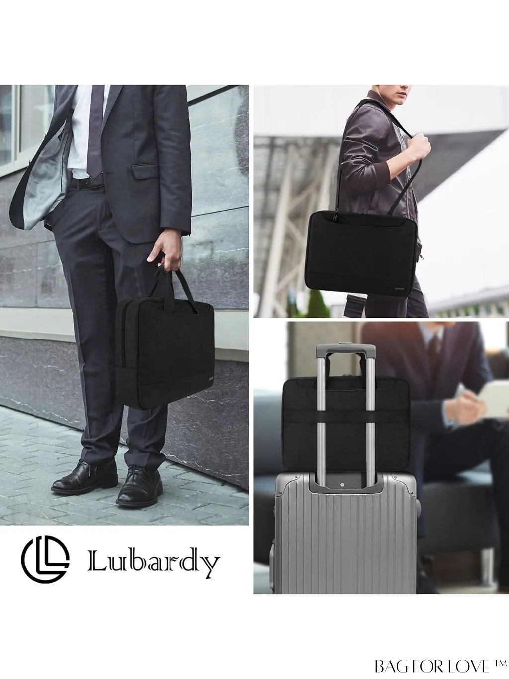 BagForLove - 15.6 Laptop Bag with Cable Organizer, Waterproof Sleeve, and Shoulder Strap - Professional Briefcase