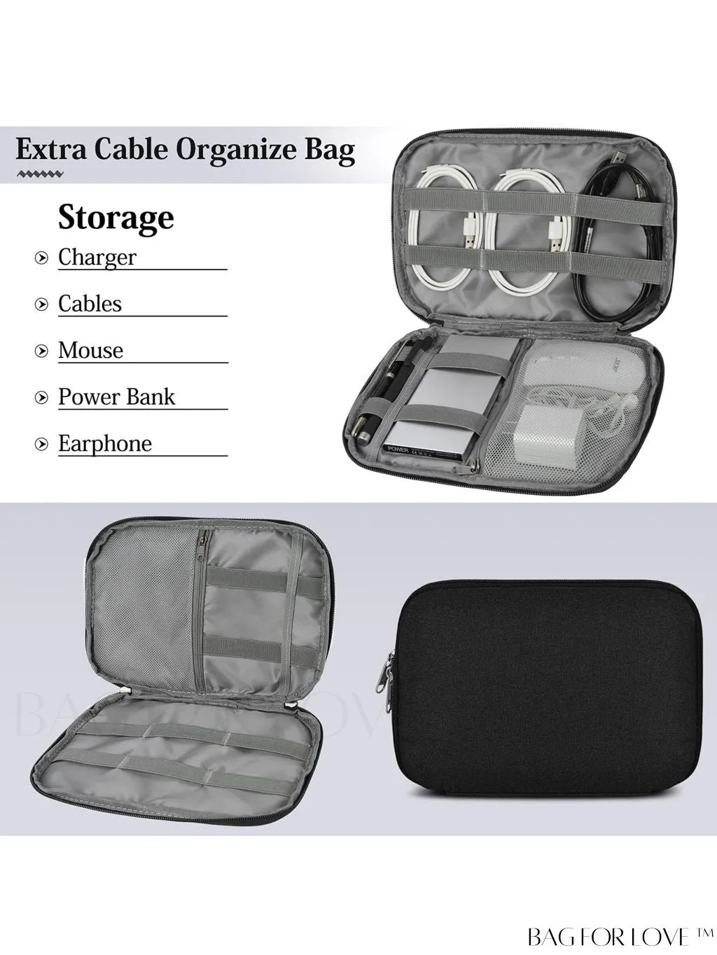 BagForLove - 15.6 Laptop Bag with Cable Organizer, Waterproof Sleeve, and Shoulder Strap - Professional Briefcase