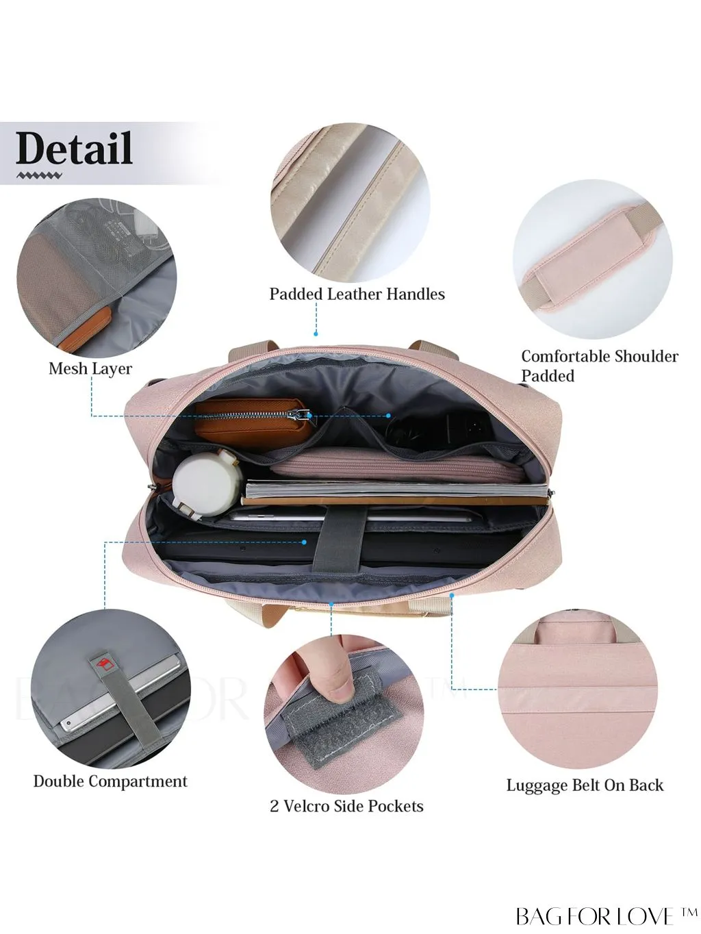 BagForLove - 15.6 Laptop Bag with Cable Organizer, Waterproof Sleeve, and Shoulder Strap - Professional Briefcase