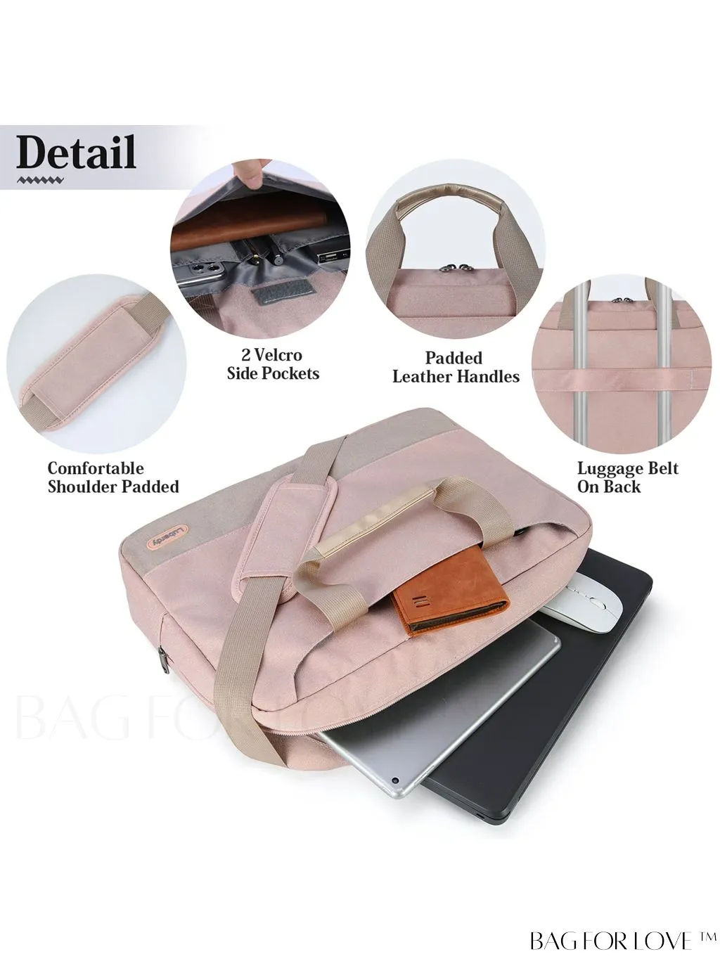 BagForLove - 15.6 Laptop Bag with Cable Organizer, Waterproof Sleeve, and Shoulder Strap - Professional Briefcase