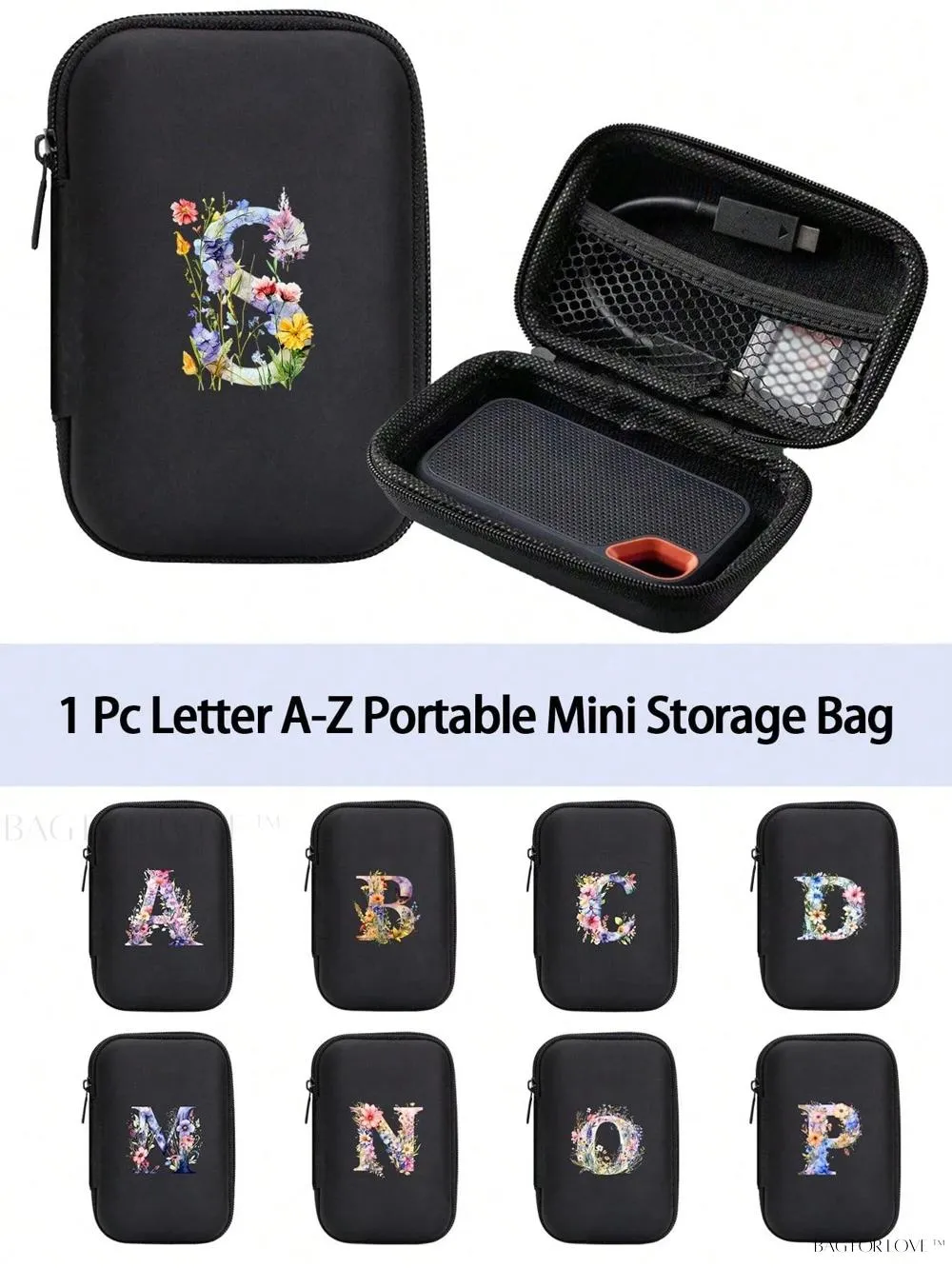 BagForLove - Embroidered Towel Data Cable Organizer for Women