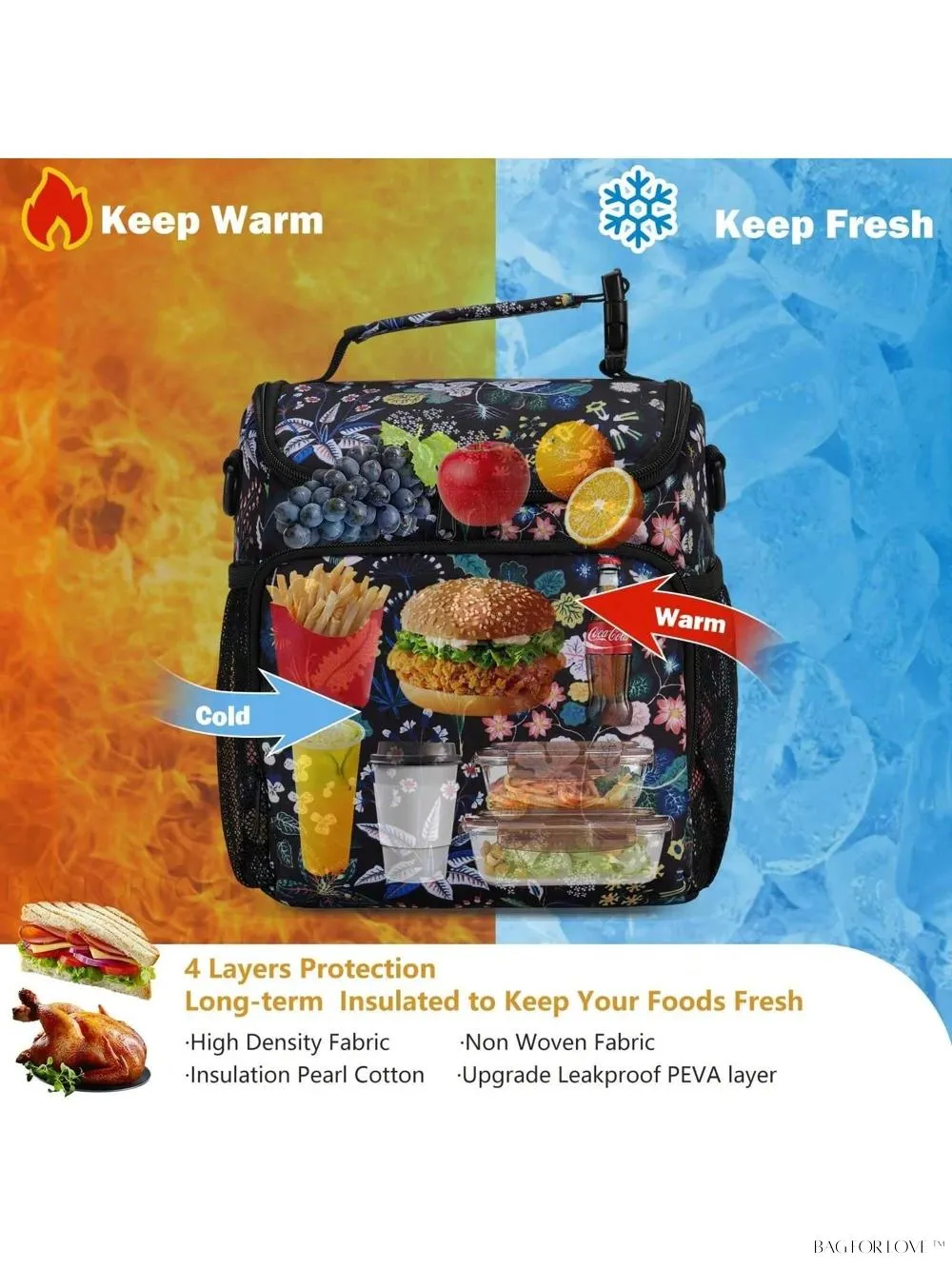 BagForLove - Insulated Cooler Bag with Adjustable Strap for Adults