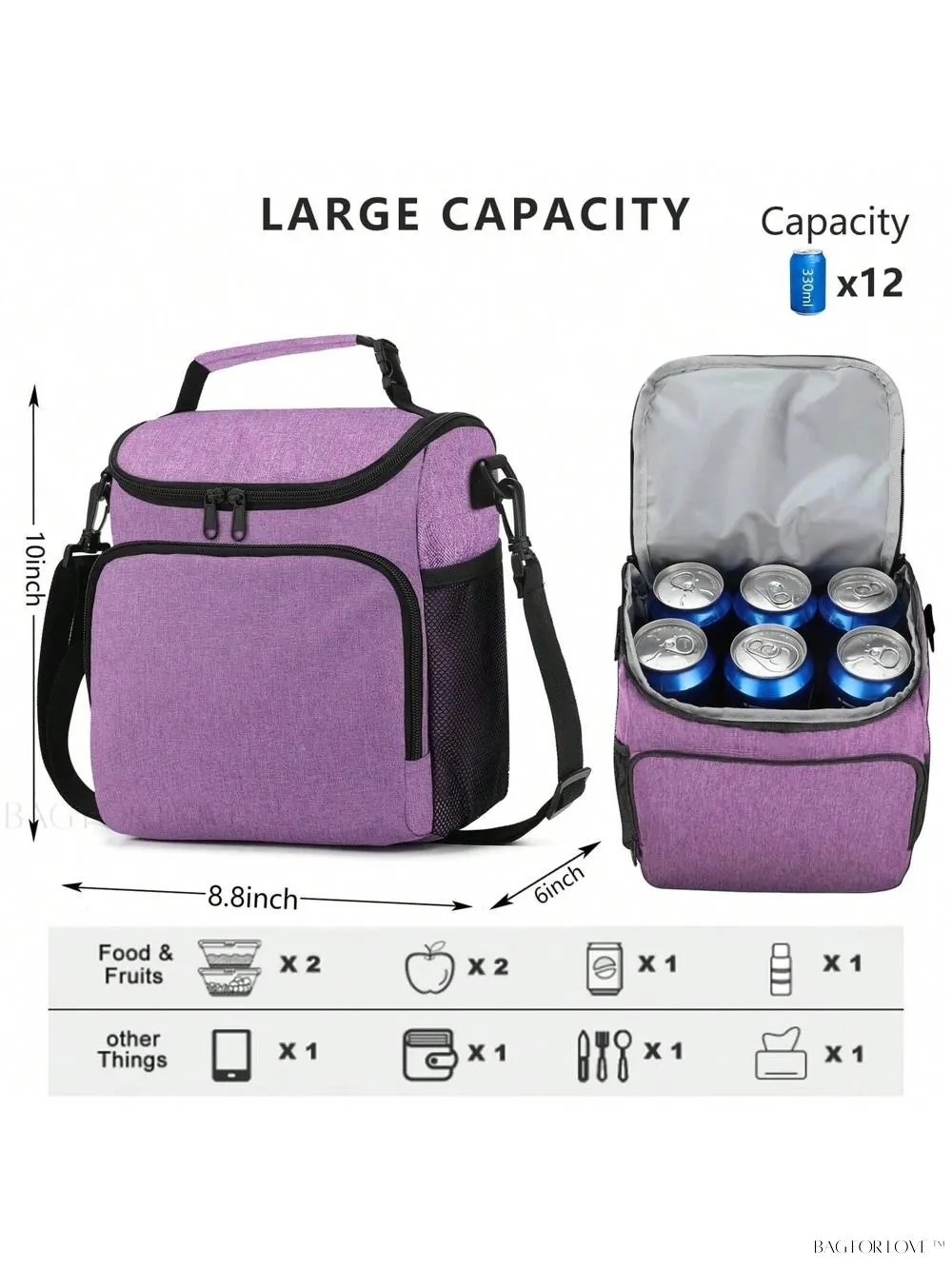 BagForLove - Insulated Cooler Bag with Adjustable Strap for Adults