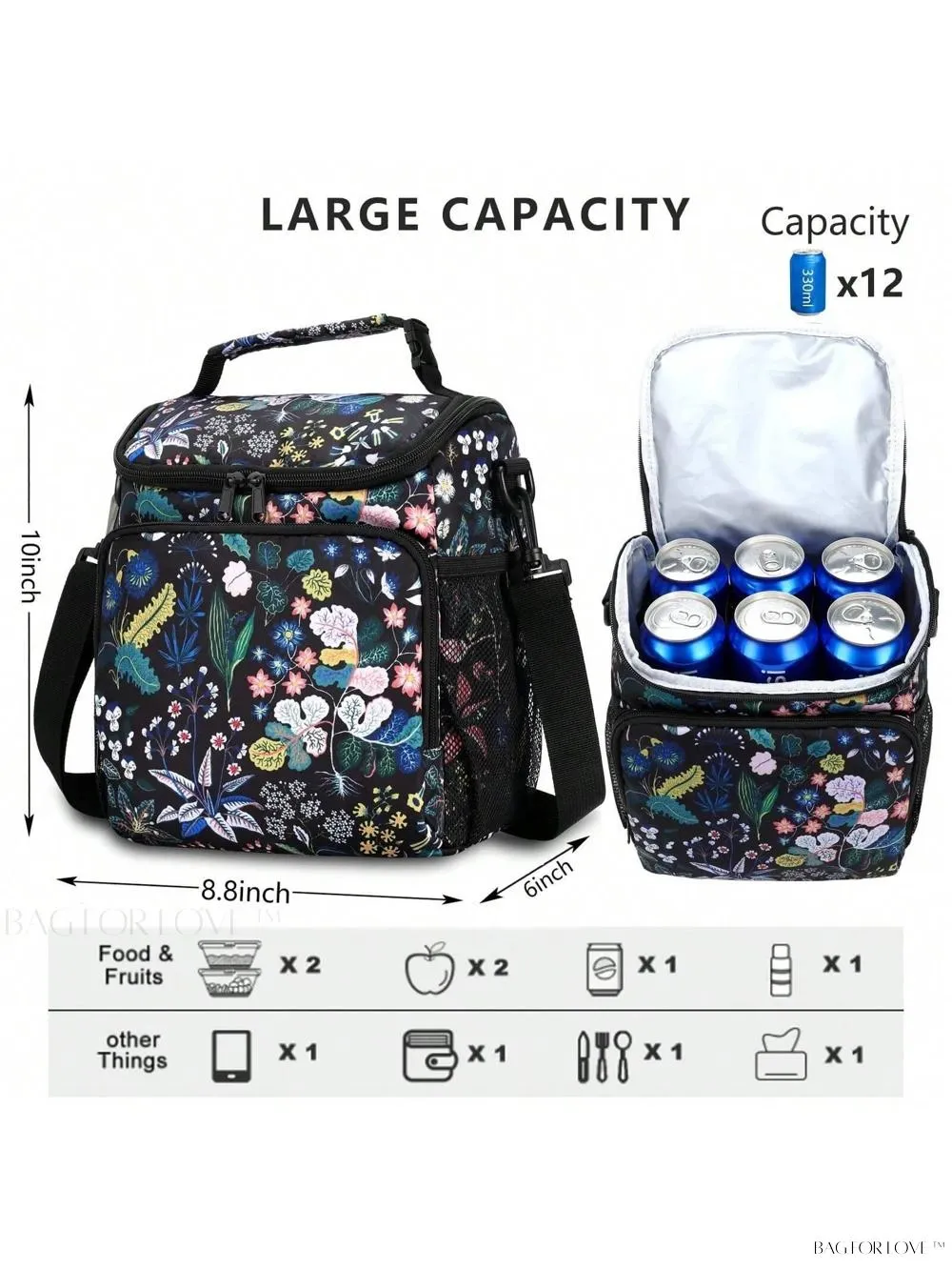 BagForLove - Insulated Cooler Bag with Adjustable Strap for Adults