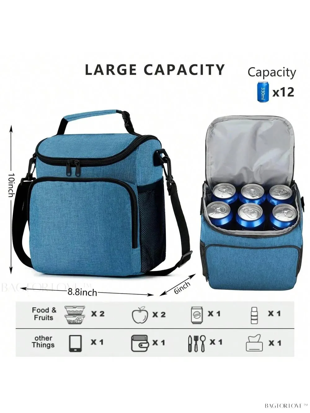 BagForLove - Insulated Cooler Bag with Adjustable Strap for Adults