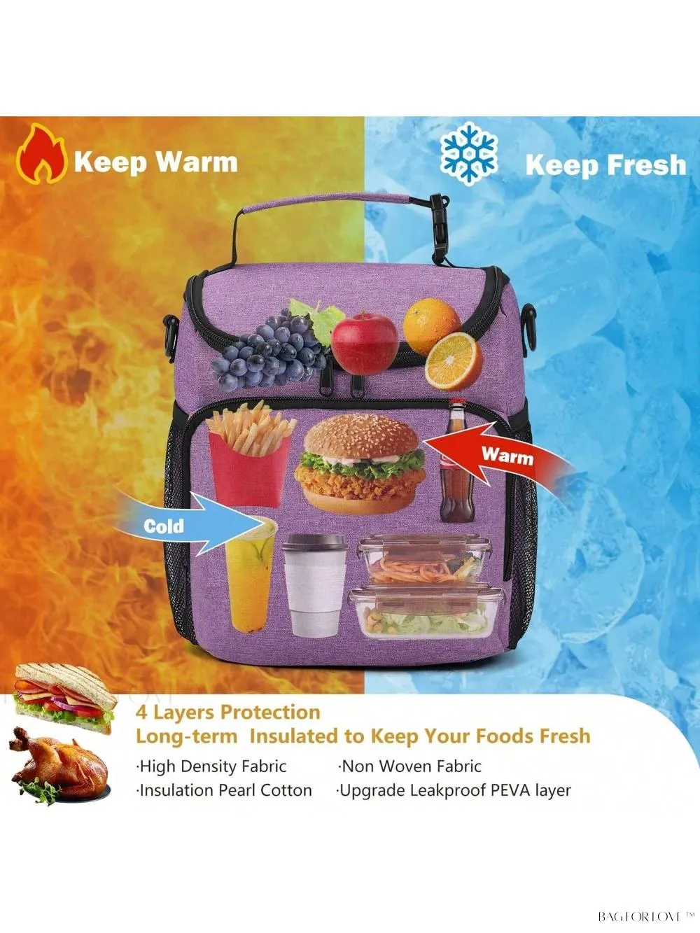 BagForLove - Insulated Cooler Bag with Adjustable Strap for Adults
