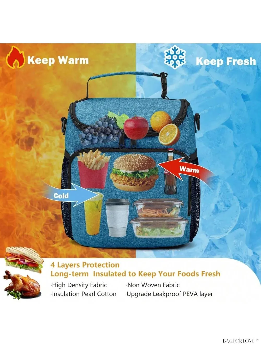 BagForLove - Insulated Cooler Bag with Adjustable Strap for Adults