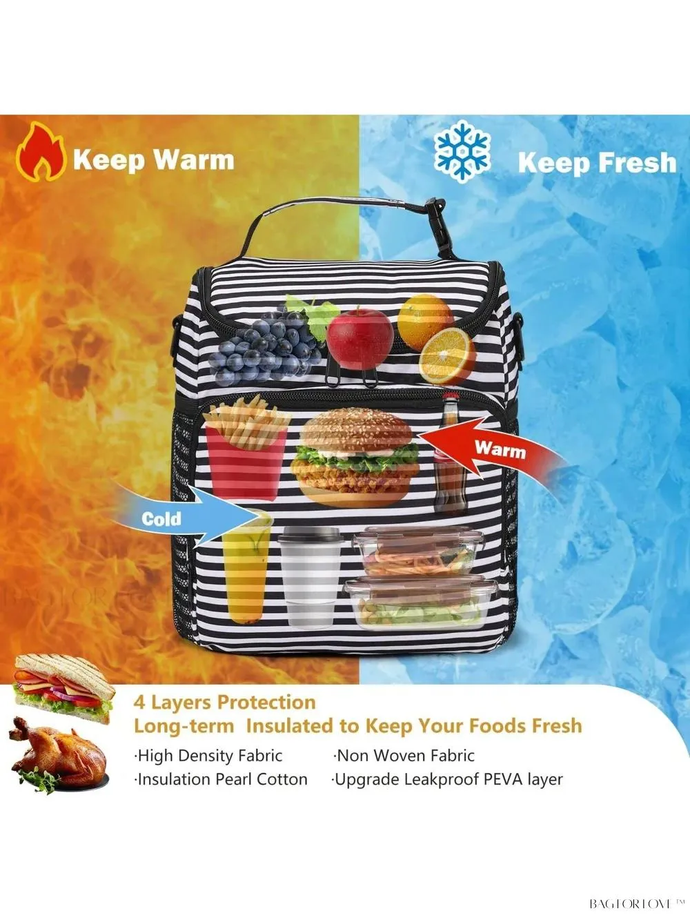 BagForLove - Insulated Lunch Companion With Adjustable Strap