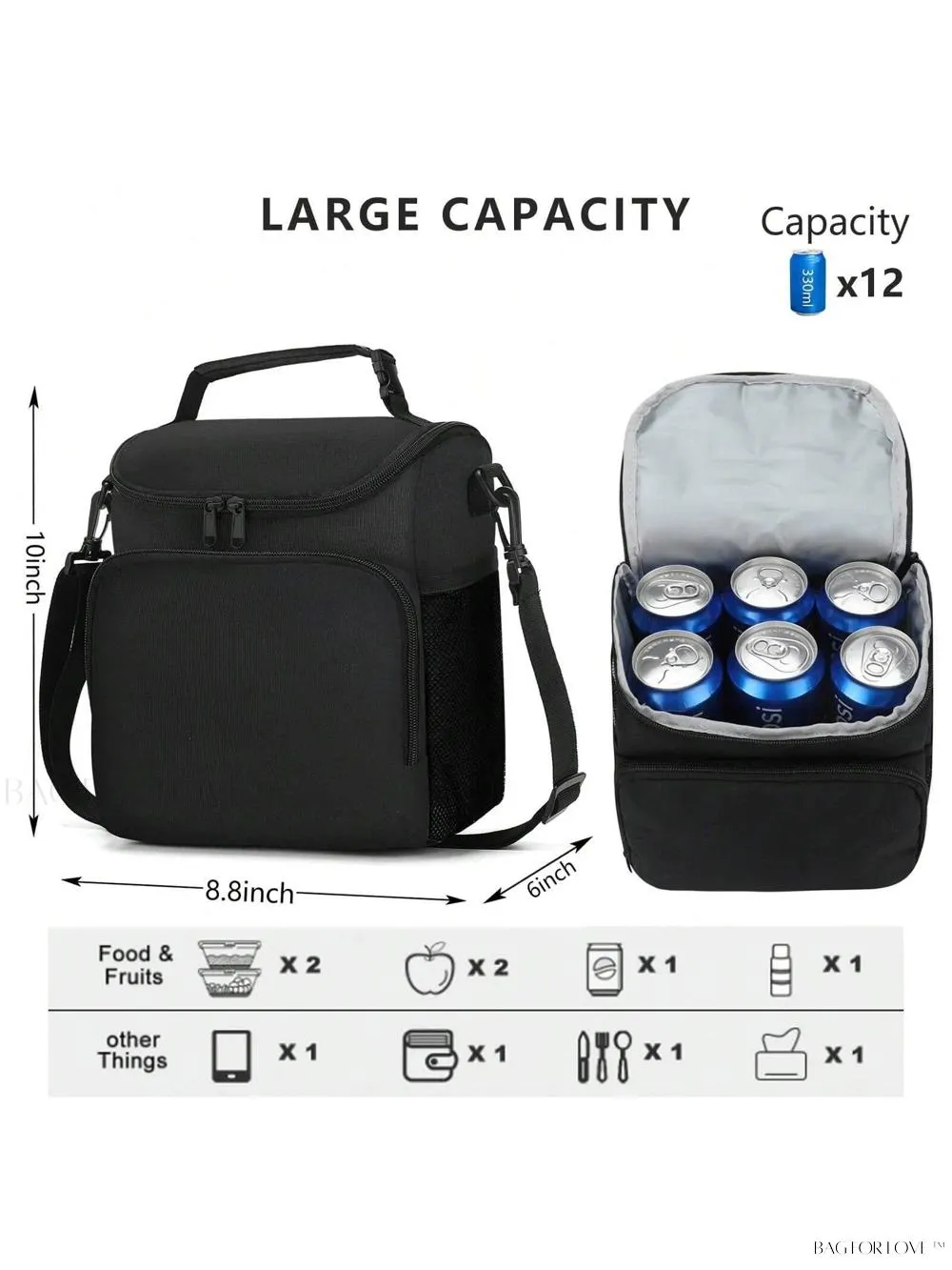 BagForLove - Insulated Lunch Companion With Adjustable Strap