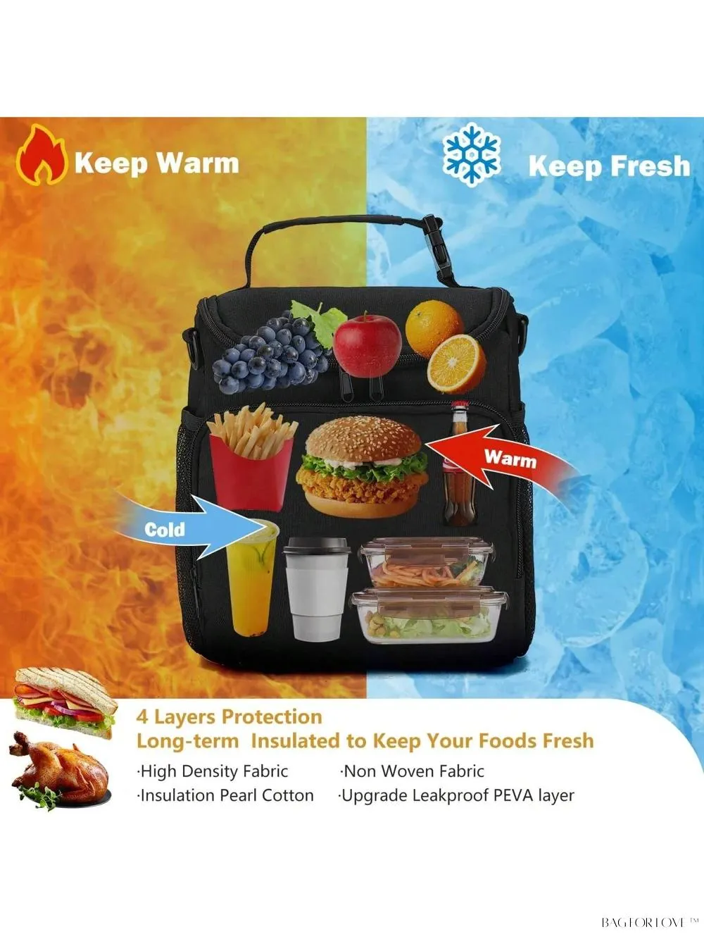 BagForLove - Insulated Lunch Companion With Adjustable Strap